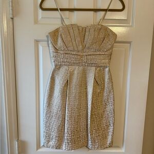 Max & Cleo Gold/Cream Cocktail Dress